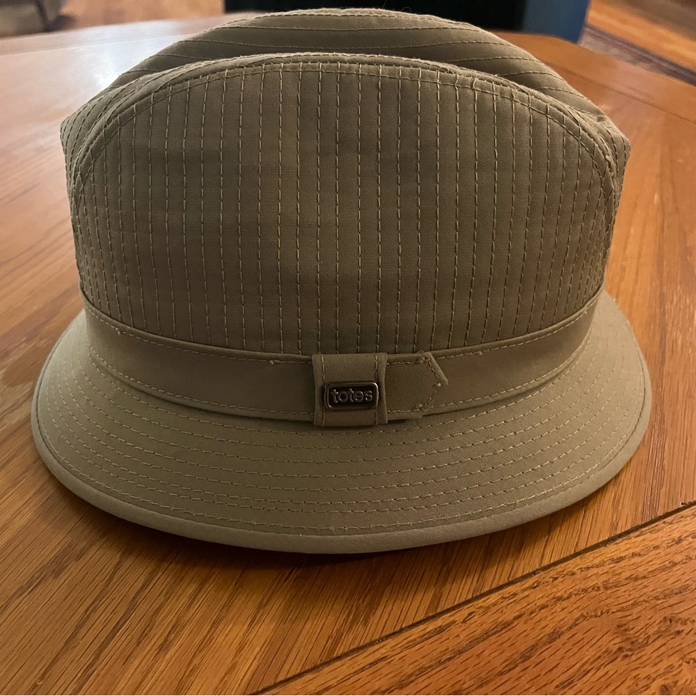 Vintage Totes Rain Rolls Right Off Tan/Beige Fedora Rain Hat size Large